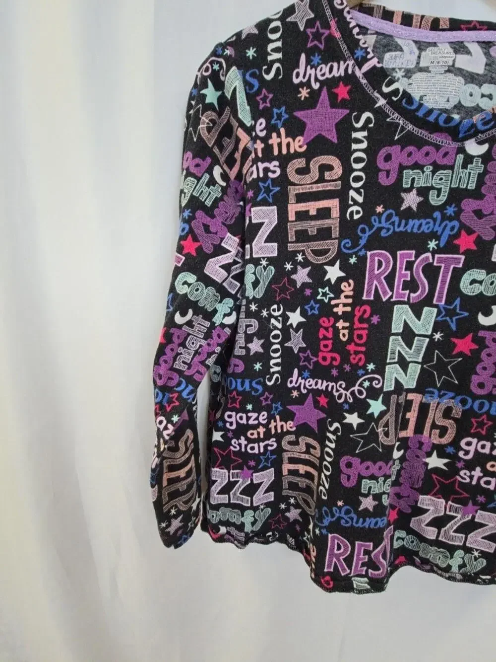 Secret Treasures Pajama Top Girls 8-10 Multicolor Stars Graphic Sleepwear